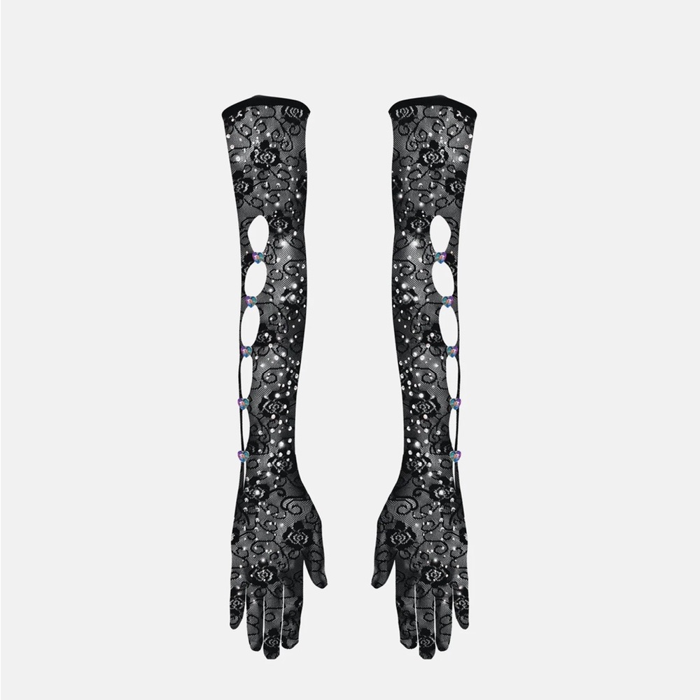 POSTER GIRL RHINESTONED “GRACIE” GLOVES |NEW WITH TAGS | BLACK
